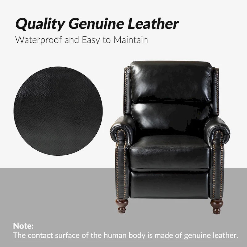 Fauteuil inclinable en cuir véritable style Mid-Century Gabriela avec garniture cloutée (lot de 2) par HULALA HOME