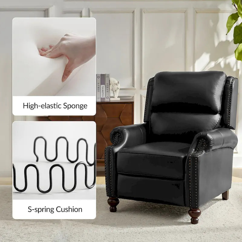 Fauteuil inclinable en cuir véritable style Mid-Century Gabriela avec garniture cloutée (lot de 2) par HULALA HOME