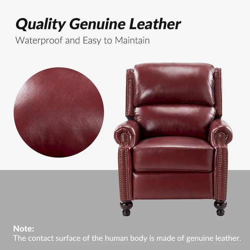 Fauteuil inclinable en cuir véritable style Mid-Century Gabriela avec garniture cloutée (lot de 2) par HULALA HOME