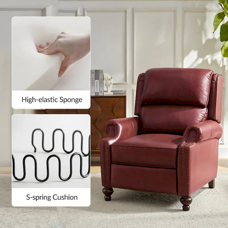 Fauteuil inclinable en cuir véritable style Mid-Century Gabriela avec garniture cloutée (lot de 2) par HULALA HOME