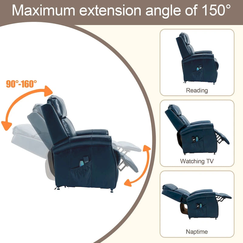 Fauteuil inclinable releveur électrique pour personnes âgées en similicuir GZMR