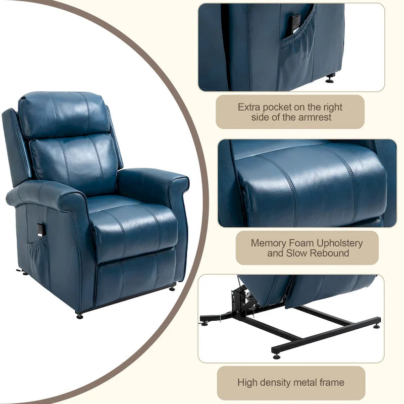Fauteuil inclinable releveur électrique pour personnes âgées en similicuir GZMR