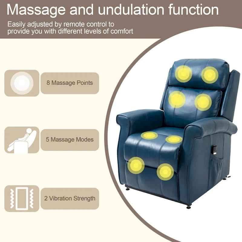 Fauteuil inclinable releveur électrique pour personnes âgées en similicuir GZMR