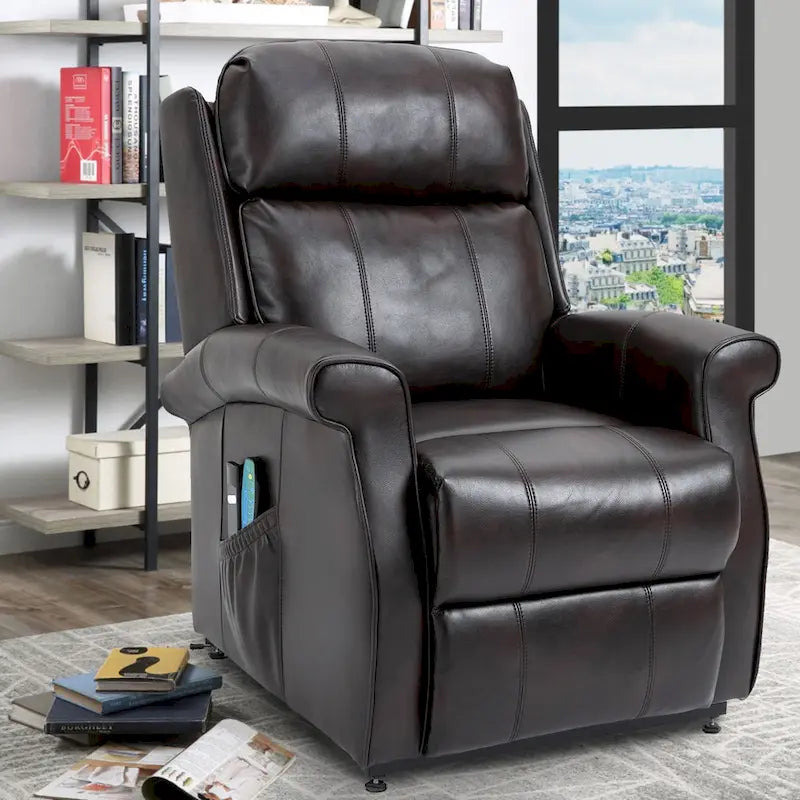 Fauteuil inclinable releveur électrique pour personnes âgées en similicuir GZMR