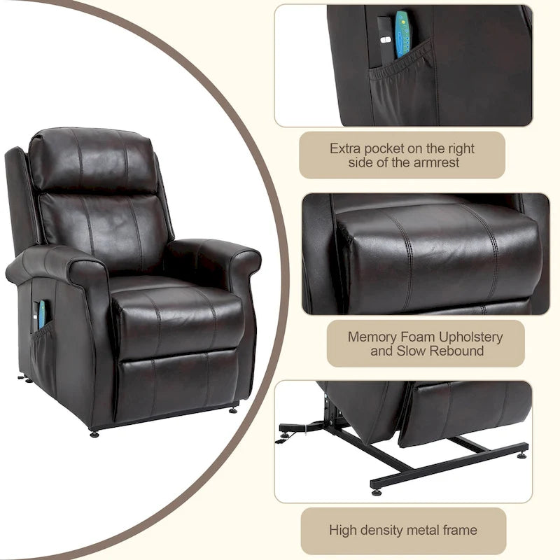 Fauteuil inclinable releveur électrique pour personnes âgées en similicuir GZMR