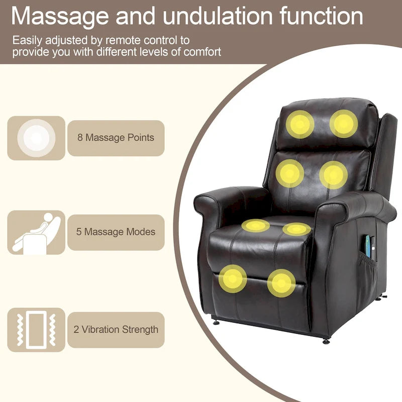 Fauteuil inclinable releveur électrique pour personnes âgées en similicuir GZMR