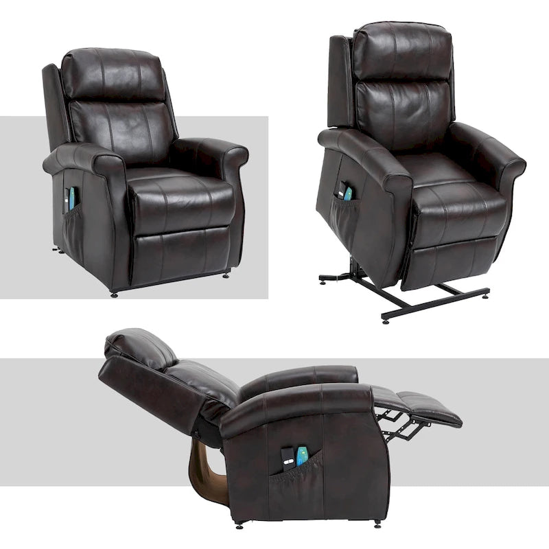 Fauteuil inclinable releveur électrique pour personnes âgées en similicuir GZMR