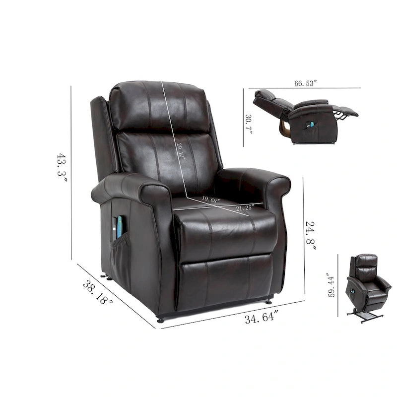 Fauteuil inclinable releveur électrique pour personnes âgées en similicuir GZMR