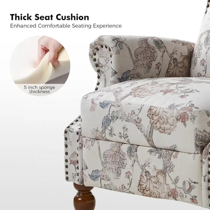 Fauteuil inclinable manuel Terri Classic Cutaway Arms with Nailheads pour salon, ensemble de 2 par HULALA HOME
