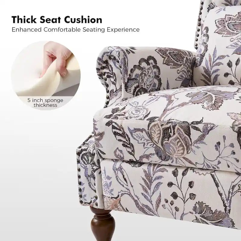 Fauteuil inclinable manuel Terri Classic Cutaway Arms with Nailheads pour salon, ensemble de 2 par HULALA HOME