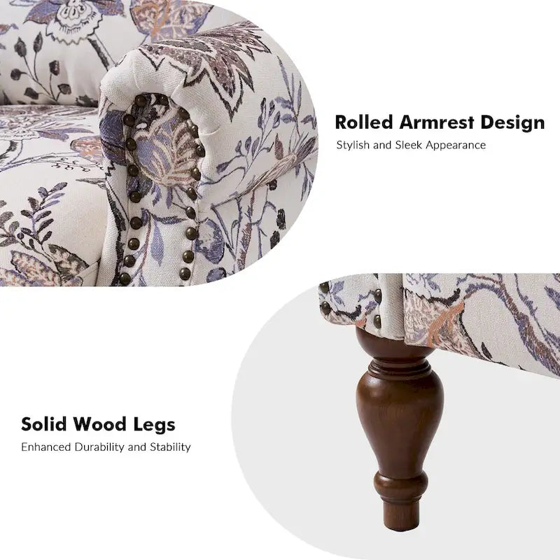 Fauteuil inclinable manuel Terri Classic Cutaway Arms with Nailheads pour salon, ensemble de 2 par HULALA HOME