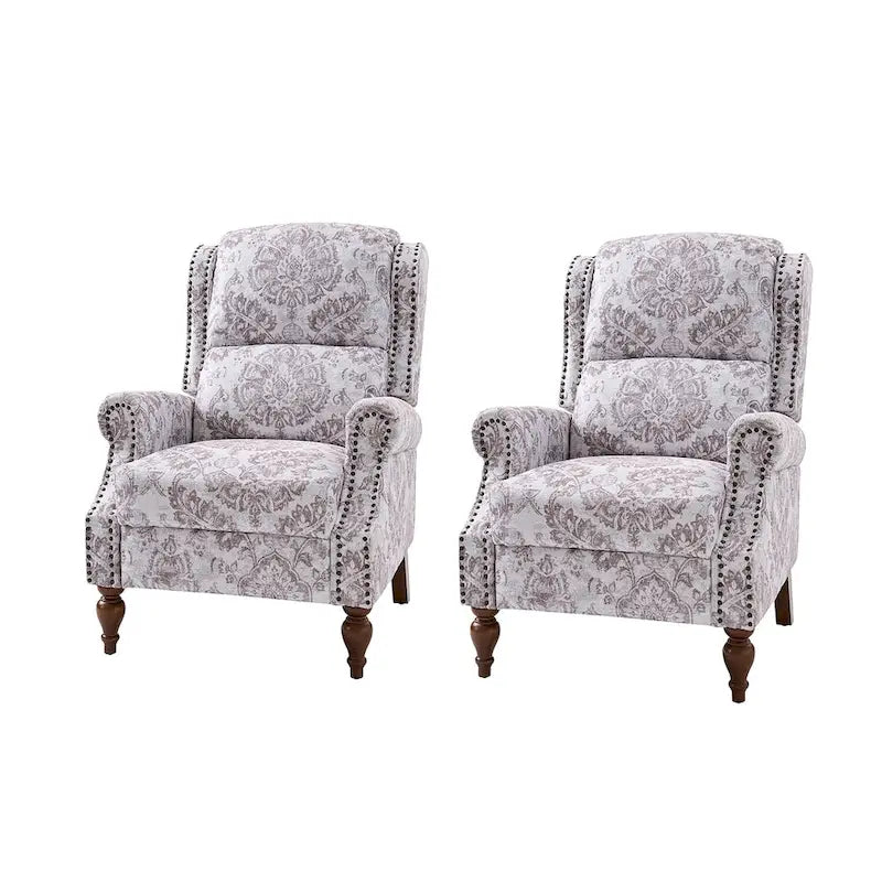 Fauteuil inclinable manuel Terri Classic Cutaway Arms with Nailheads pour salon, ensemble de 2 par HULALA HOME