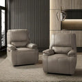 Fauteuil inclinable électrique Clara en cuir véritable avec coussin rembourré, ensemble de 2