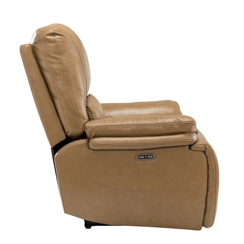 Fauteuil inclinable électrique Clara en cuir véritable avec coussin rembourré, ensemble de 2