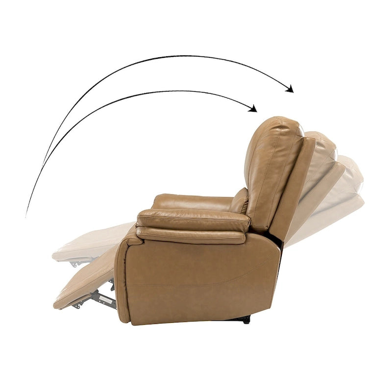 Fauteuil inclinable électrique Clara en cuir véritable avec coussin rembourré, ensemble de 2