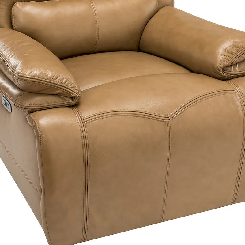 Fauteuil inclinable électrique Clara en cuir véritable avec coussin rembourré, ensemble de 2