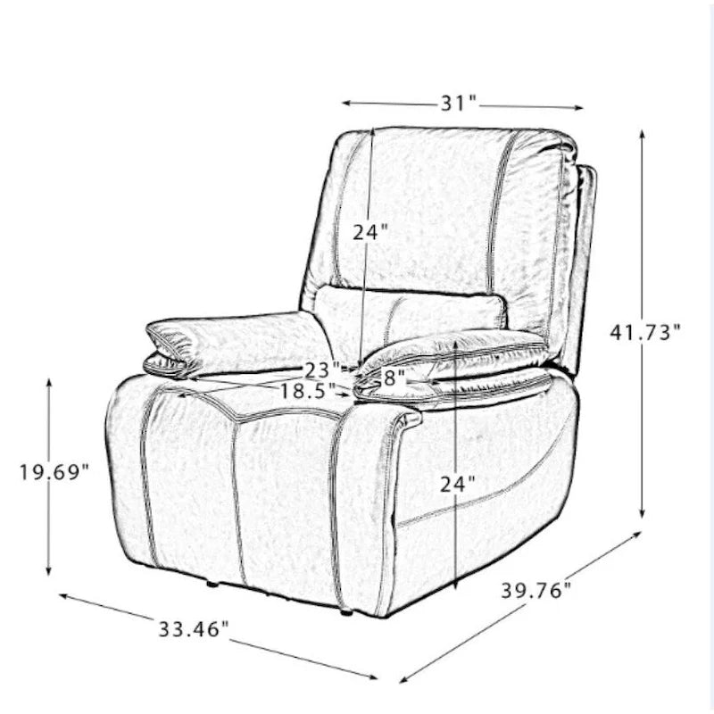 Fauteuil inclinable électrique Clara en cuir véritable avec coussin rembourré, ensemble de 2