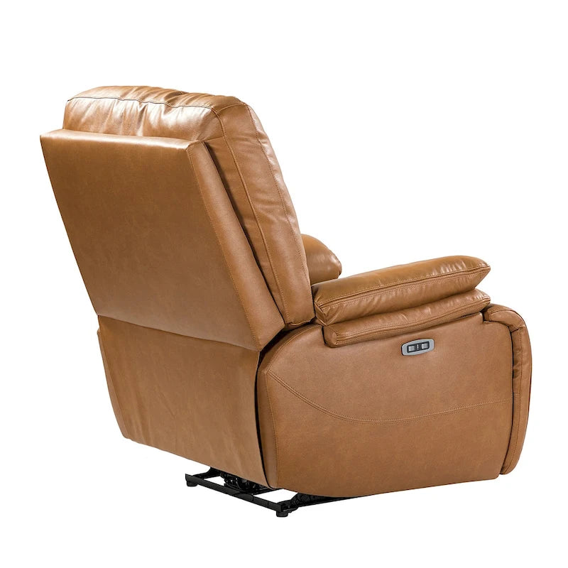 Fauteuil inclinable électrique Clara en cuir véritable avec coussin rembourré, ensemble de 2