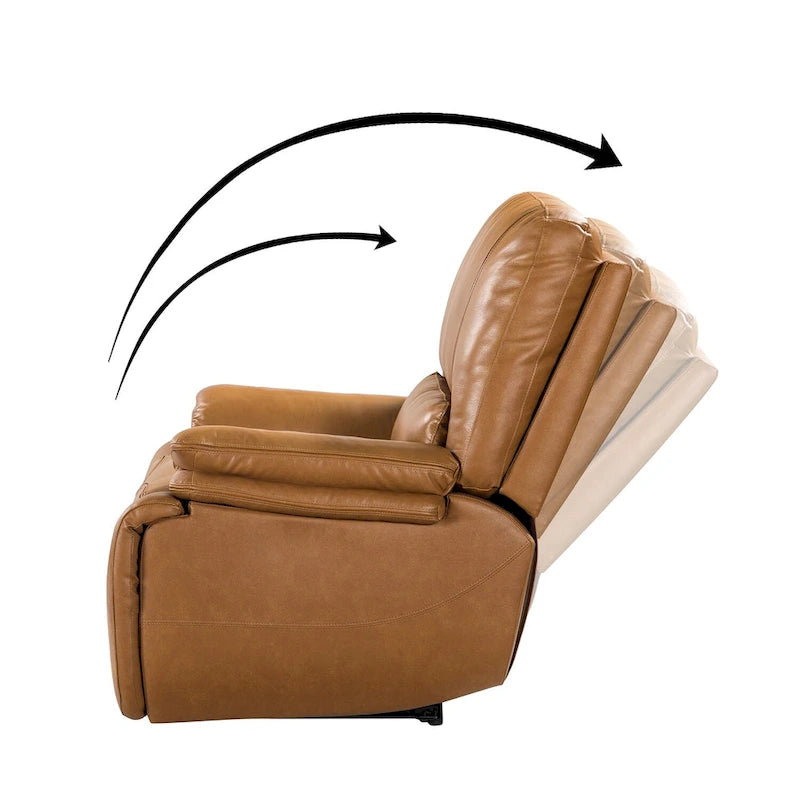 Fauteuil inclinable électrique Clara en cuir véritable avec coussin rembourré, ensemble de 2
