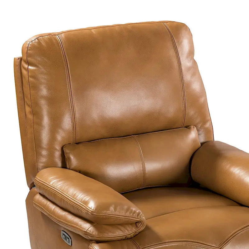 Fauteuil inclinable électrique Clara en cuir véritable avec coussin rembourré, ensemble de 2