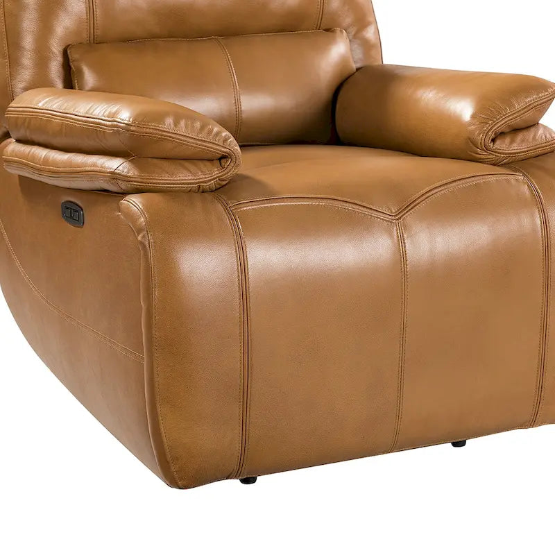 Fauteuil inclinable électrique Clara en cuir véritable avec coussin rembourré, ensemble de 2