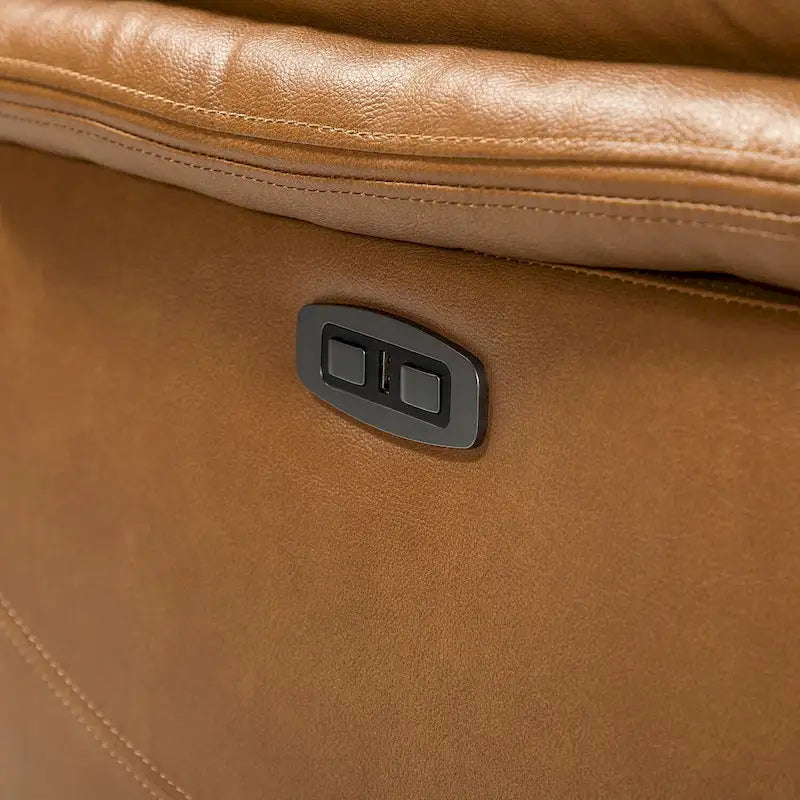 Fauteuil inclinable électrique Clara en cuir véritable avec coussin rembourré, ensemble de 2