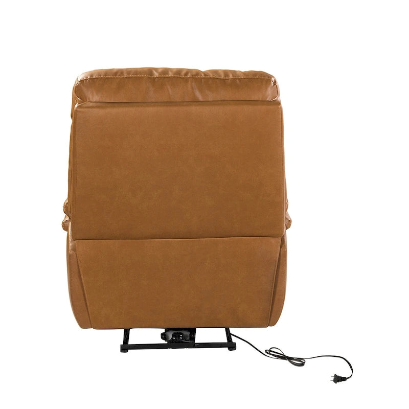 Fauteuil inclinable électrique Clara en cuir véritable avec coussin rembourré, ensemble de 2