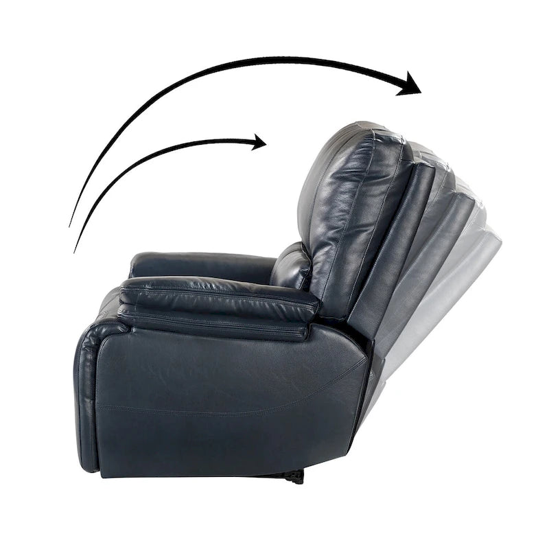Fauteuil inclinable électrique Clara en cuir véritable avec coussin rembourré, ensemble de 2