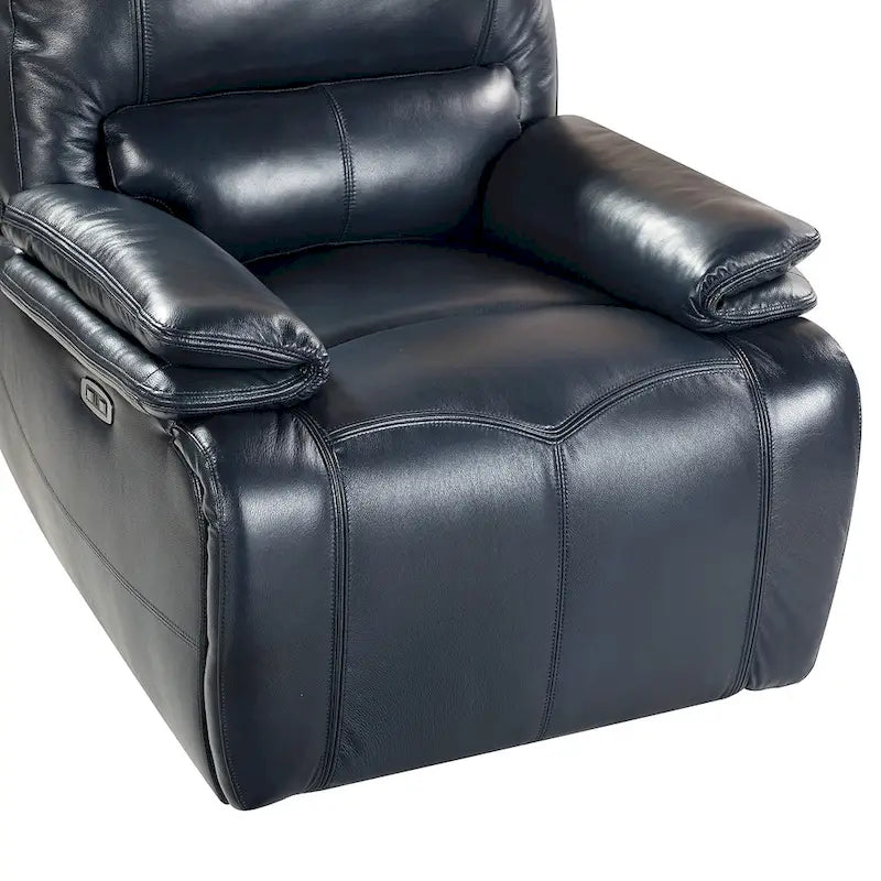 Fauteuil inclinable électrique Clara en cuir véritable avec coussin rembourré, ensemble de 2