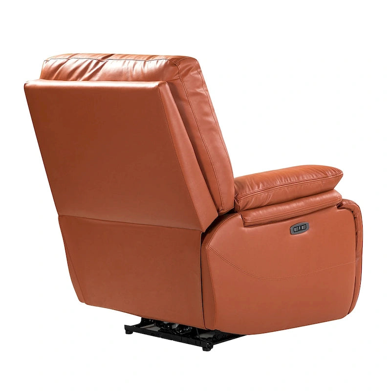 Fauteuil inclinable électrique Clara en cuir véritable avec coussin rembourré, ensemble de 2