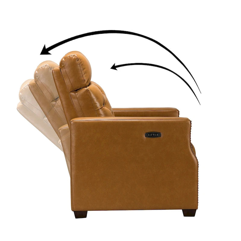 Alina Causeuse inclinable électrique en cuir véritable de 31,50 po de largeur avec port USB, ensemble de 2