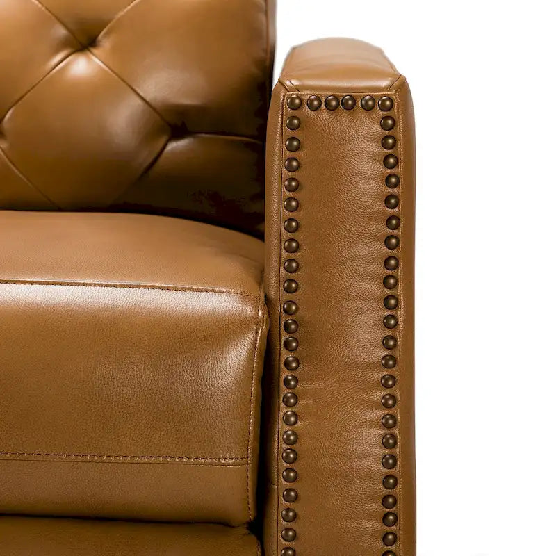 Alina Causeuse inclinable électrique en cuir véritable de 31,50 po de largeur avec port USB, ensemble de 2
