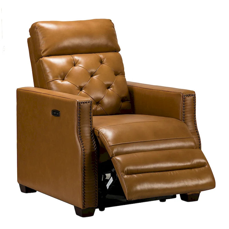 Alina Causeuse inclinable électrique en cuir véritable de 31,50 po de largeur avec port USB, ensemble de 2