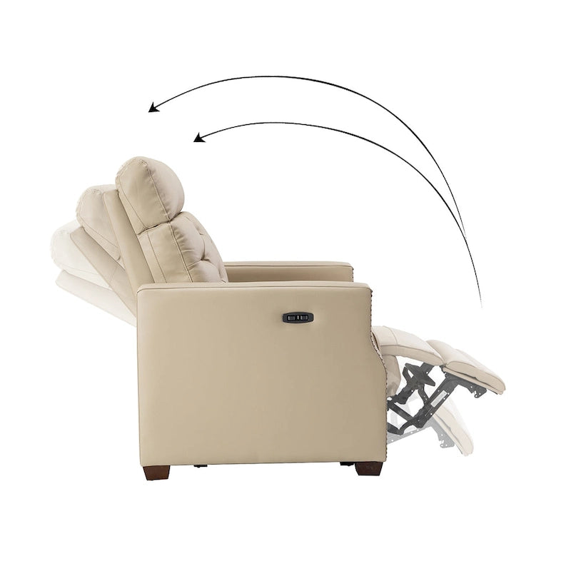 Alina Causeuse inclinable électrique en cuir véritable de 31,50 po de largeur avec port USB, ensemble de 2