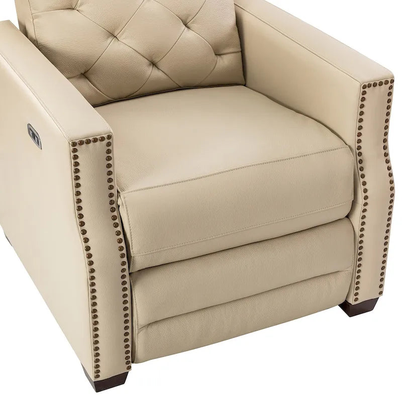Alina Causeuse inclinable électrique en cuir véritable de 31,50 po de largeur avec port USB, ensemble de 2