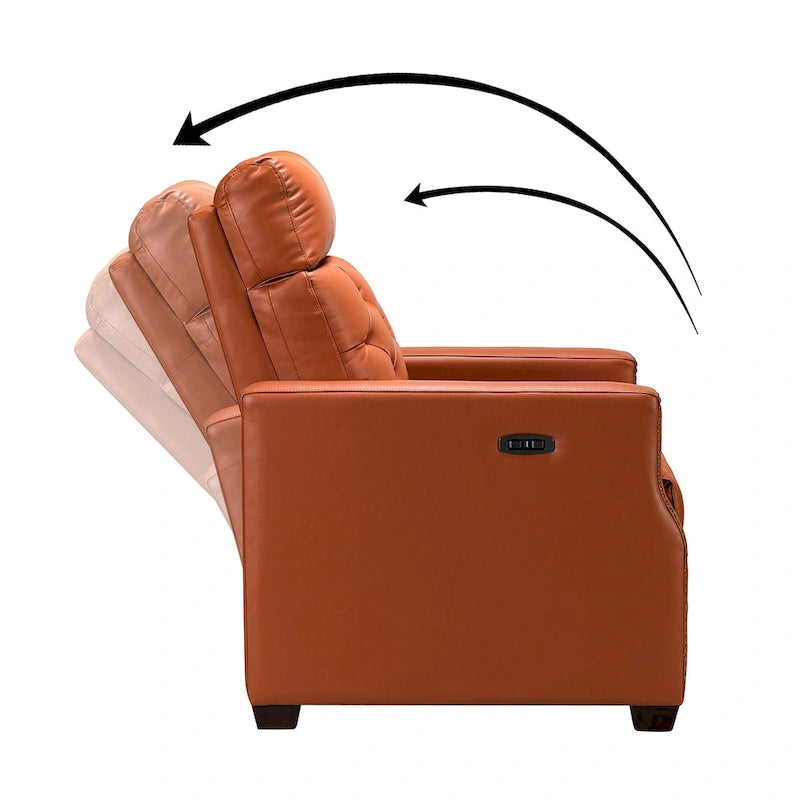 Alina Causeuse inclinable électrique en cuir véritable de 31,50 po de largeur avec port USB, ensemble de 2