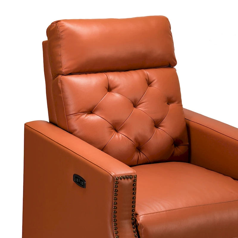 Alina Causeuse inclinable électrique en cuir véritable de 31,50 po de largeur avec port USB, ensemble de 2