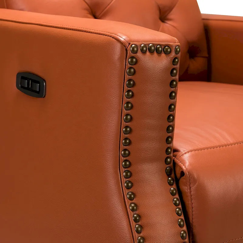 Alina Causeuse inclinable électrique en cuir véritable de 31,50 po de largeur avec port USB, ensemble de 2
