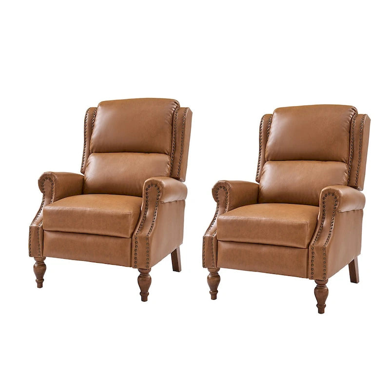 Ensemble de 2 fauteuils inclinables manuels Terri en cuir vegan par HULALA HOME