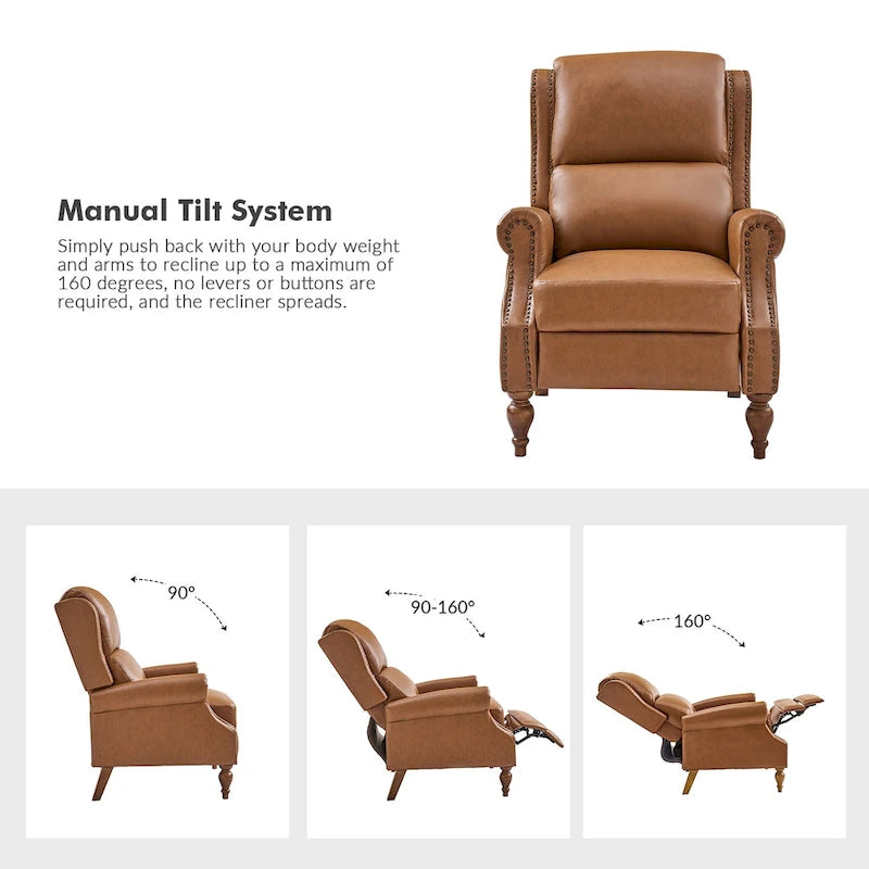 Ensemble de 2 fauteuils inclinables manuels Terri en cuir vegan par HULALA HOME