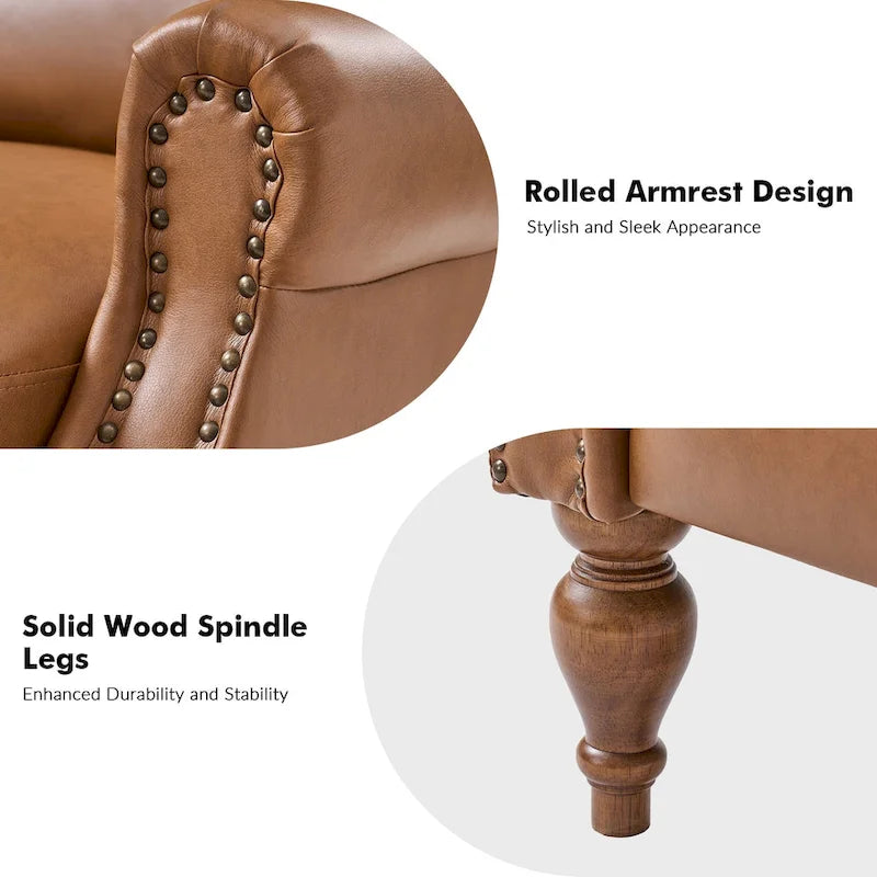 Ensemble de 2 fauteuils inclinables manuels Terri en cuir vegan par HULALA HOME