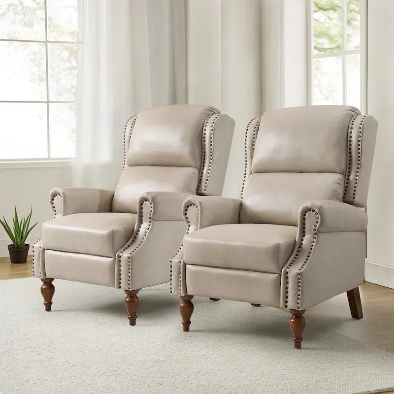 Ensemble de 2 fauteuils inclinables manuels Terri en cuir vegan par HULALA HOME