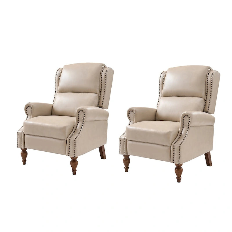 Ensemble de 2 fauteuils inclinables manuels Terri en cuir vegan par HULALA HOME