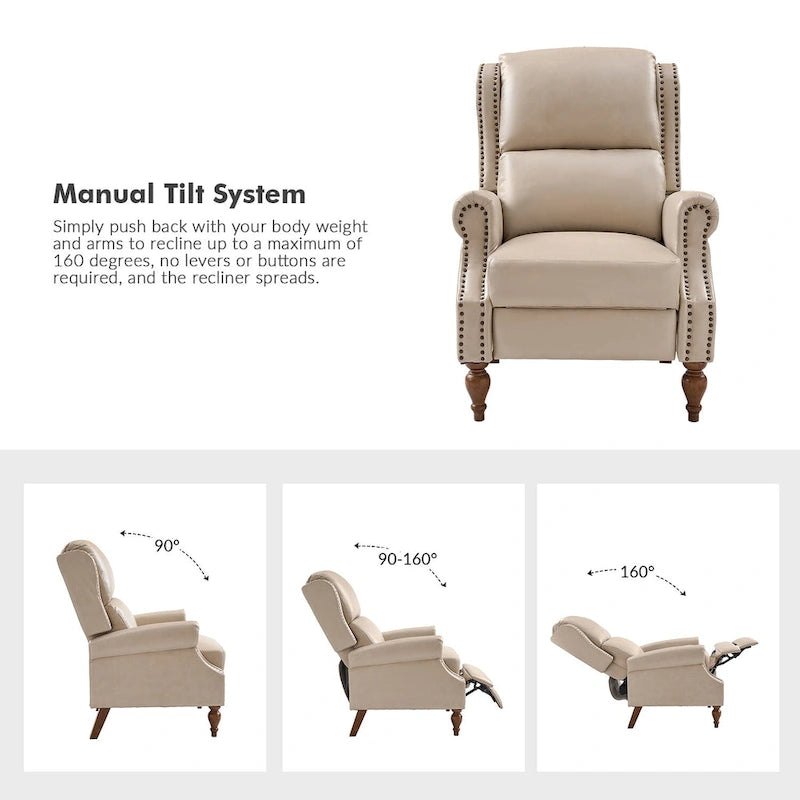Ensemble de 2 fauteuils inclinables manuels Terri en cuir vegan par HULALA HOME