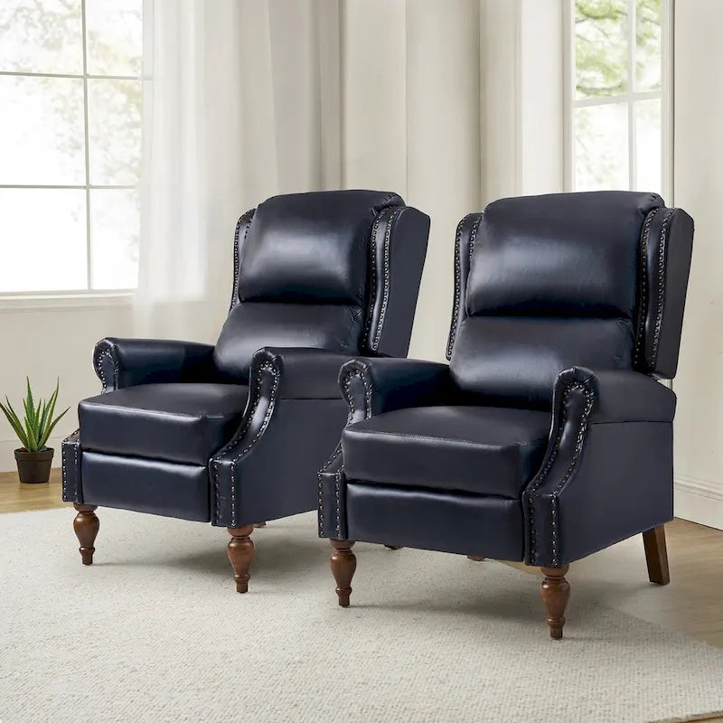 Ensemble de 2 fauteuils inclinables manuels Terri en cuir vegan par HULALA HOME