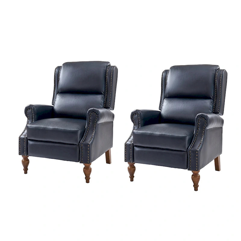 Ensemble de 2 fauteuils inclinables manuels Terri en cuir vegan par HULALA HOME