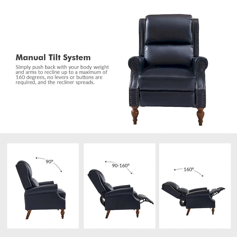 Ensemble de 2 fauteuils inclinables manuels Terri en cuir vegan par HULALA HOME