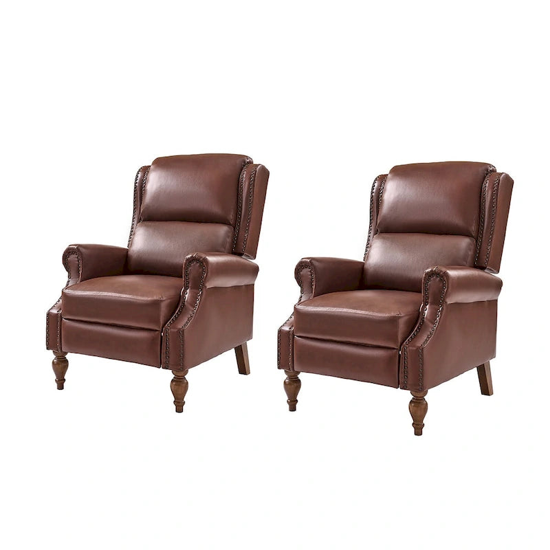 Ensemble de 2 fauteuils inclinables manuels Terri en cuir vegan par HULALA HOME