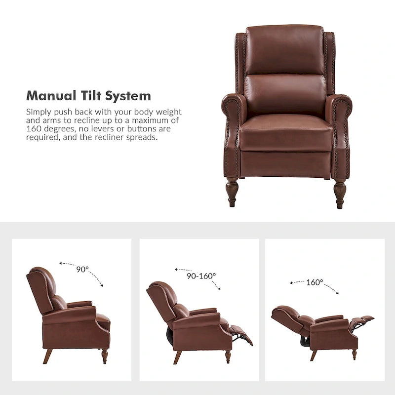 Ensemble de 2 fauteuils inclinables manuels Terri en cuir vegan par HULALA HOME