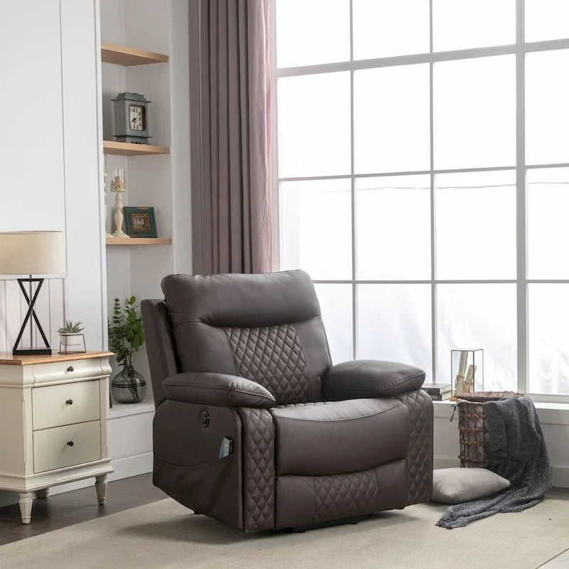 Fauteuil releveur électrique de massage chauffant en cuir moderne pour personnes âgées